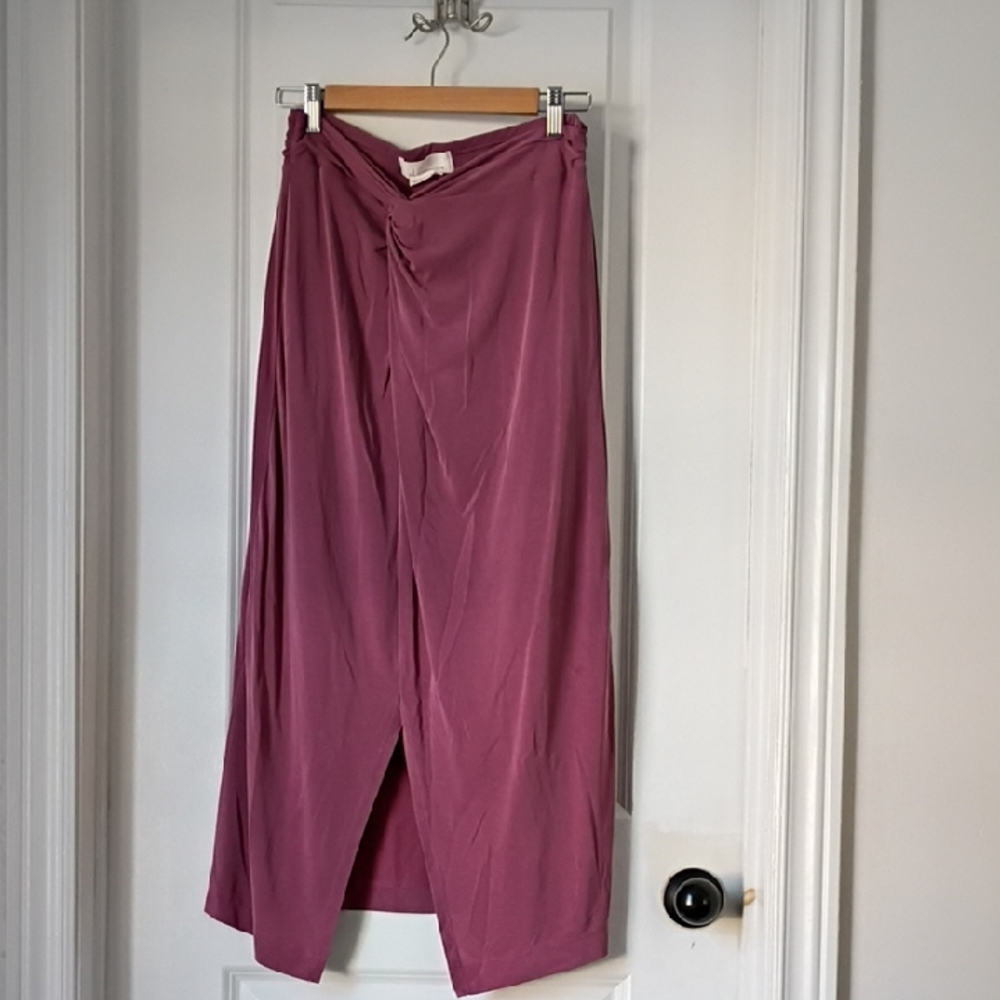 Anthropologie Mauve Midi Tie Front Skirt Medium